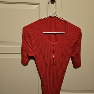 New York & Company Red Short Sleeve Top